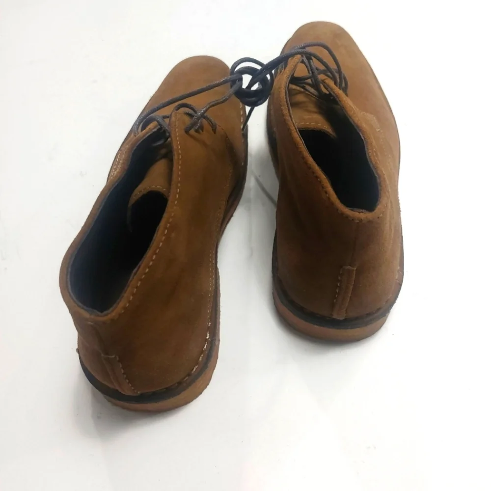 JOHNSTON & MURPHY Runnell Chukka Camel Brown Sheep Skin Shoes Size 8.5M
